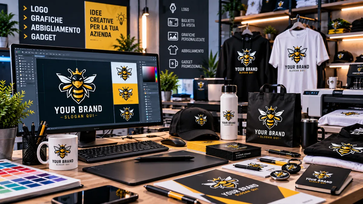 Creazione Grafiche Personalizzate per Identità Aziendale, Abbigliamento e Gadget